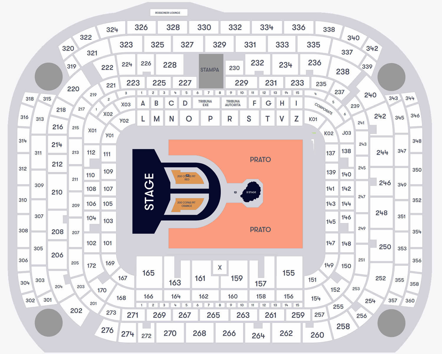 San Siro Stadium, Milan, Italy Seating Plan