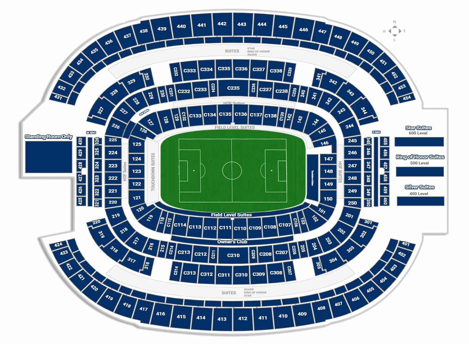 AT&T Stadium, Dallas, Texas, United States Seating Plan