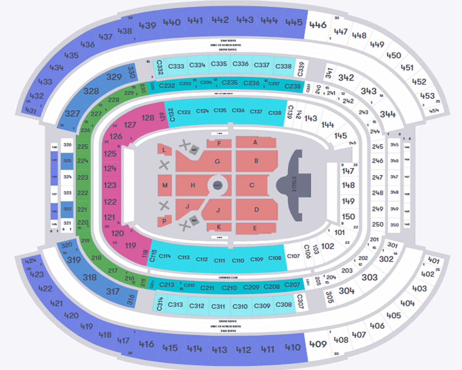AT and T Stadium, Arlington, Texas, United States Seating Plan
