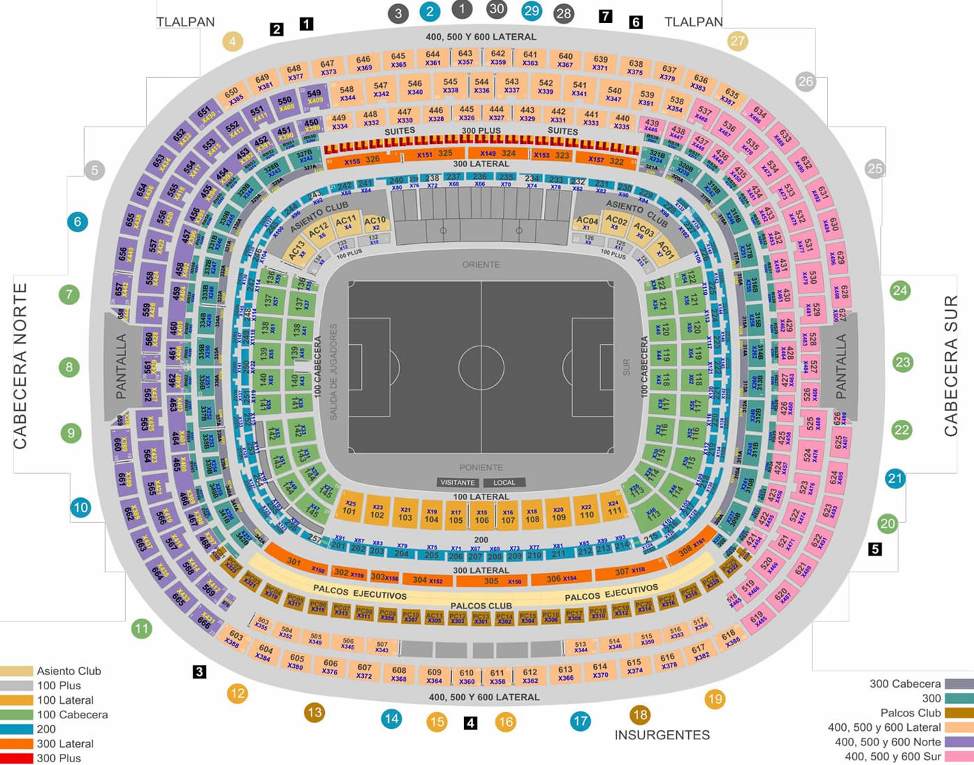 Estadio Azteca Mexico City, Mexico City , Mexico Seating Plan