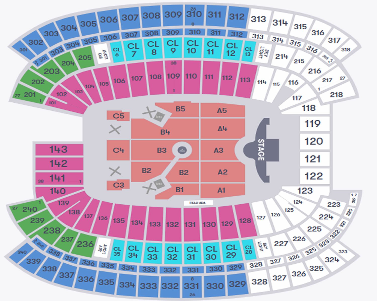 Gillette Stadium, Foxborough, Massachusetts, United States Seating Plan