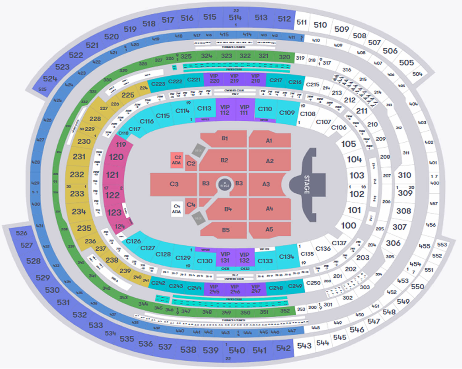 SoFi Stadium, Inglewood, California, United States Seating Plan