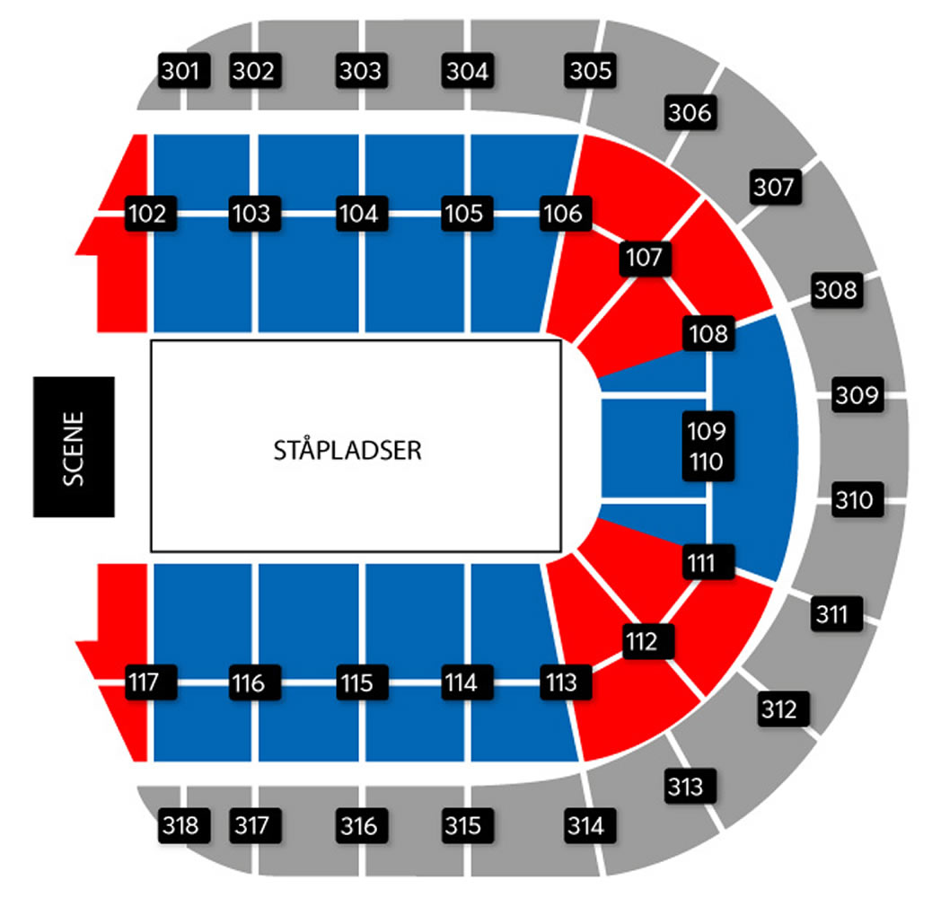 Royal Arena, Copenhagen, Denmark, Denmark Seating Plan