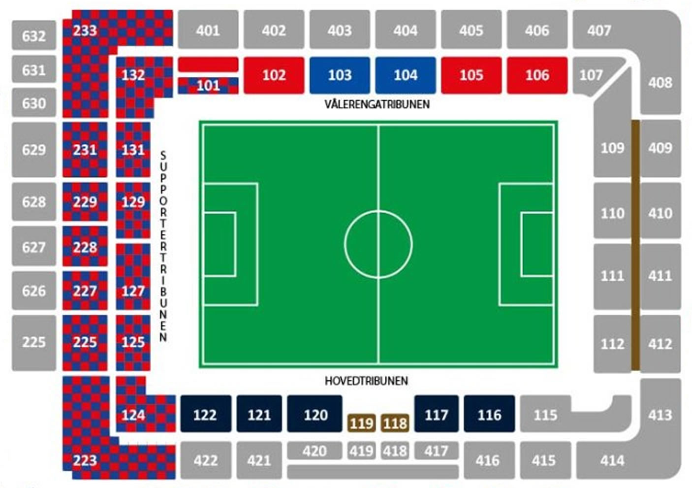 Ullevaal Stadion, Oslo, Norway, Norway Seating Plan