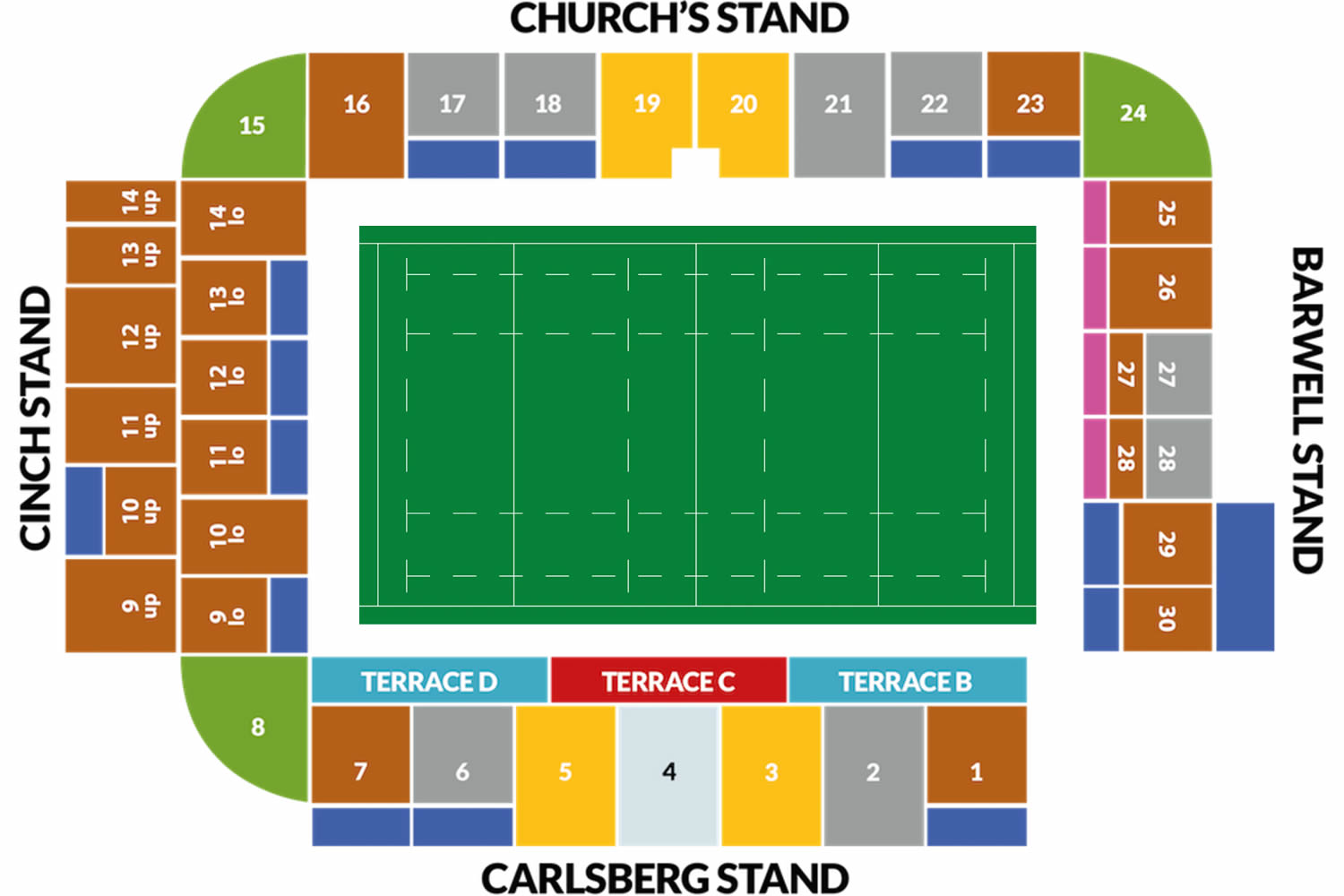 Franklins Gardens, Northampton, England, United Kingdom Seating Plan