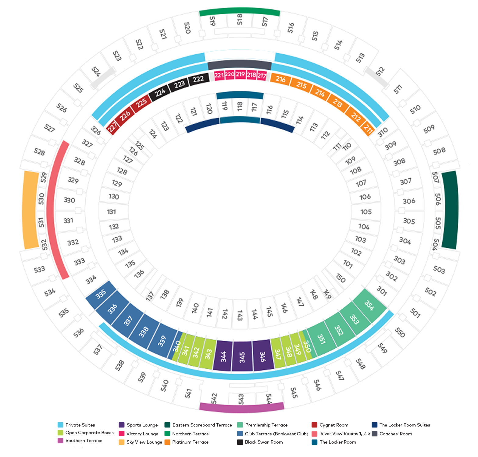 Perth Stadium (Optus Stadium), Burswood, Perth, Australia Seating Plan