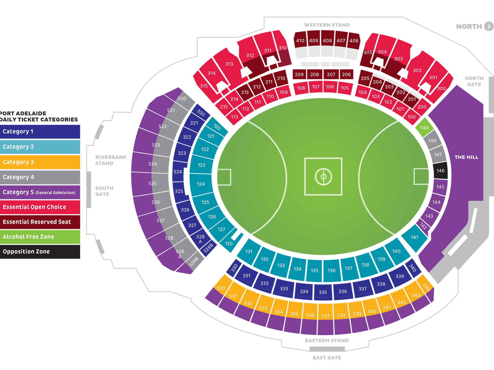 Adelaide Oval, Adelaide, Australia Seating Plan