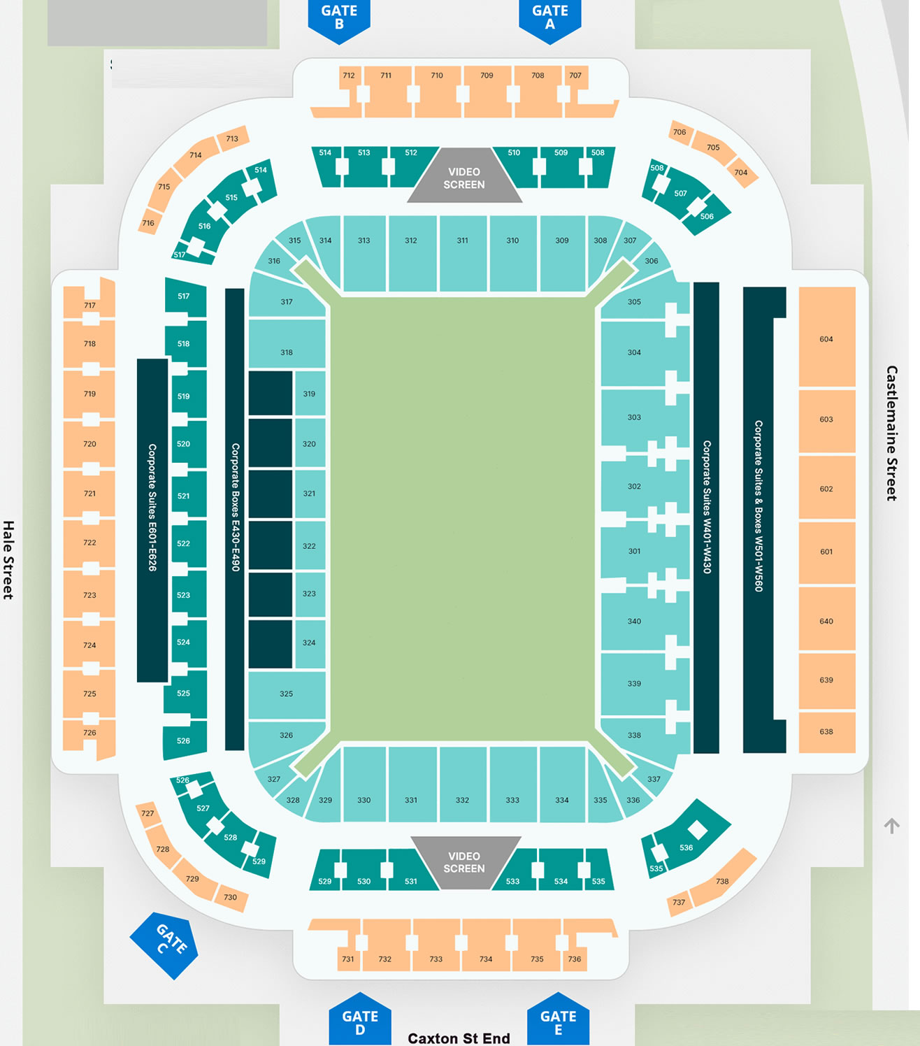 Brisbane Stadium (Suncorp Stadium), Brisbane, Queensland, Australia Seating Plan