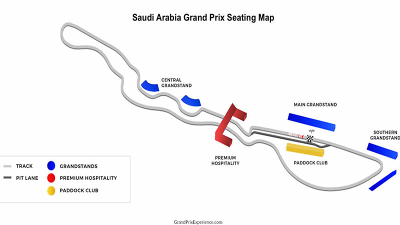 Jeddah Corniche Circuit, Jeddah, Saudi Arabia Seating Plan