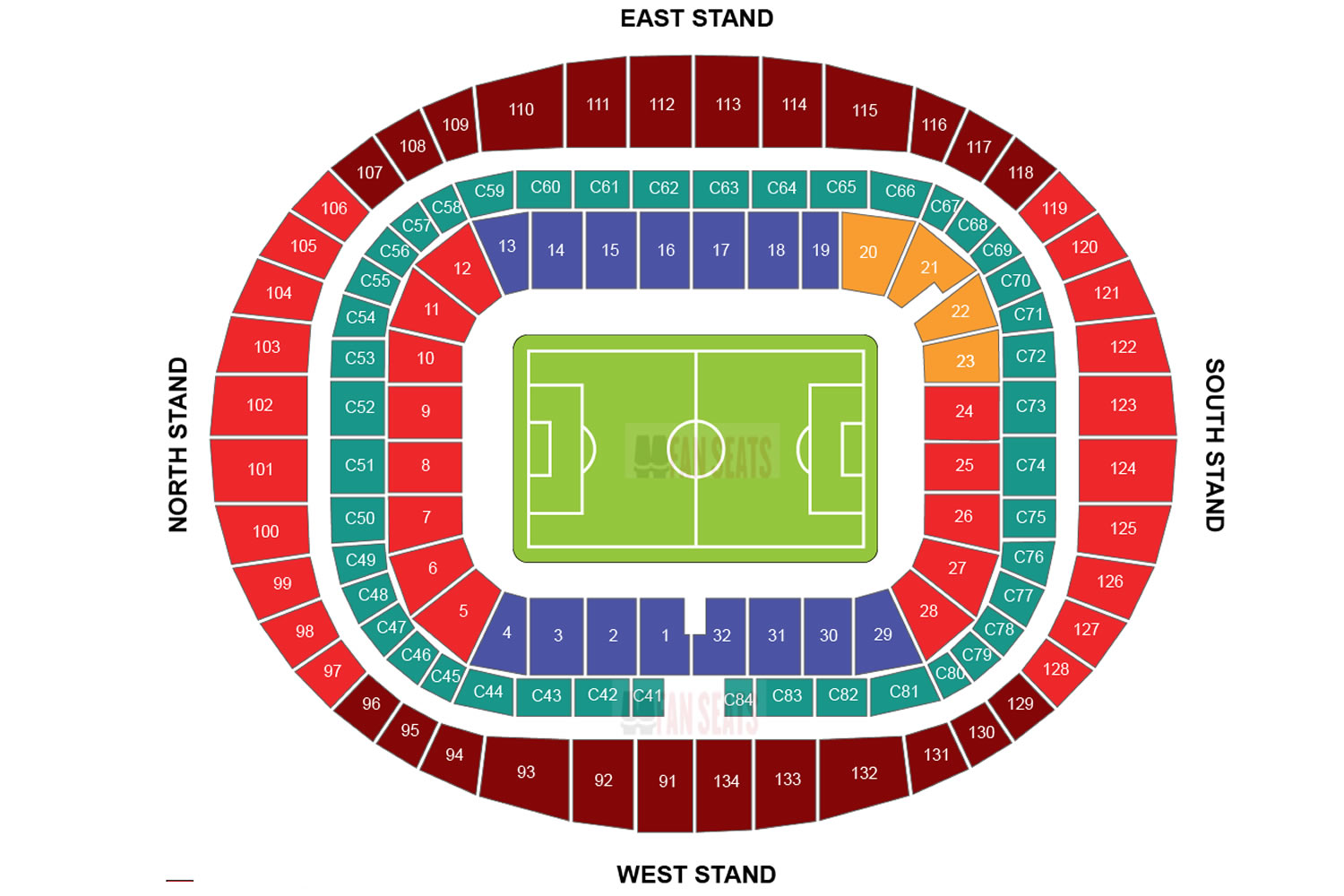 Emirates Stadium, London, England, United Kingdom Seating Plan